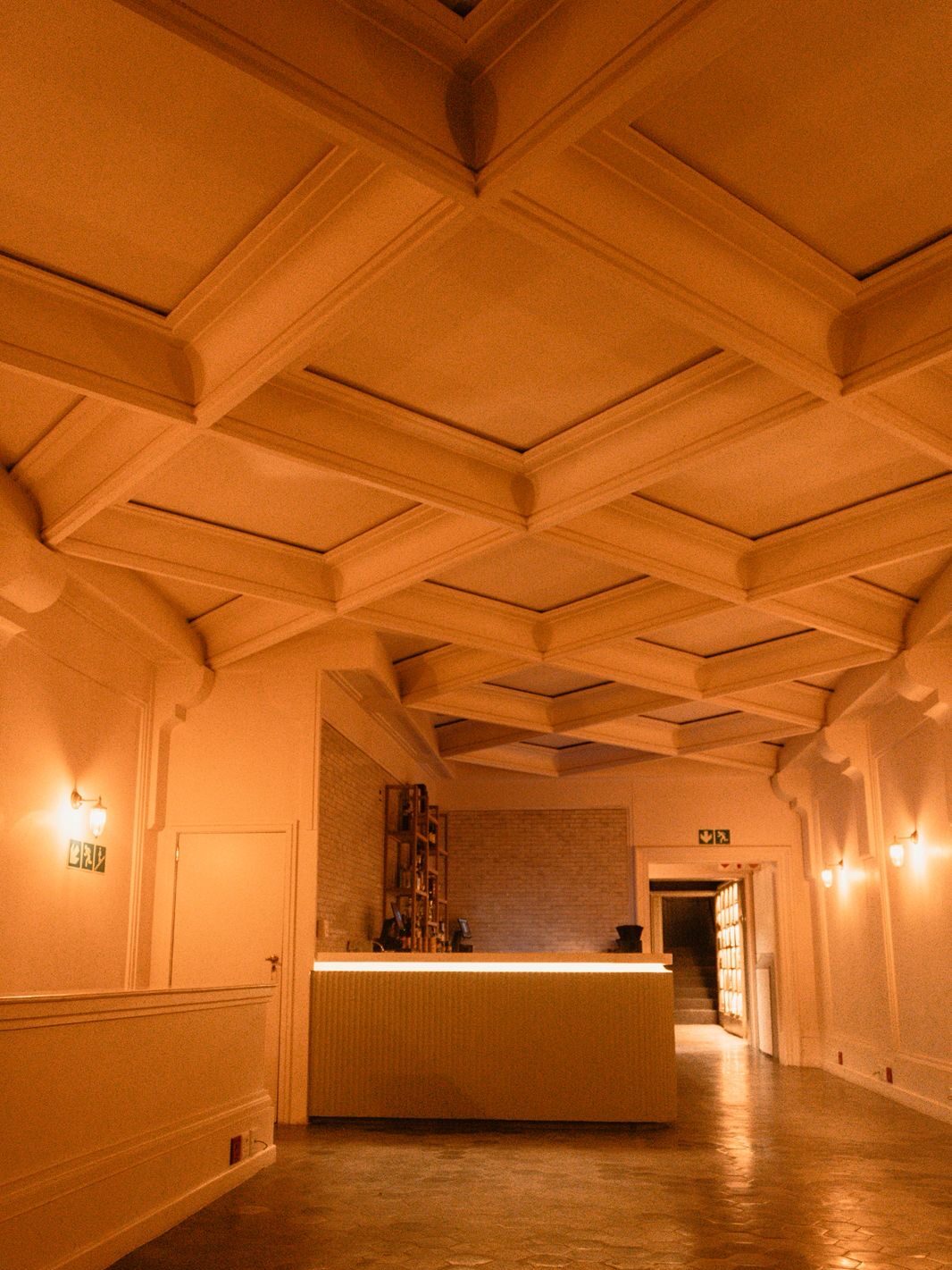 Biblio nightclub with domed coffered plaster ceiling detailing and fluted column capitals by Plaster Art SA, throughout its games room, corridors and lounge areas